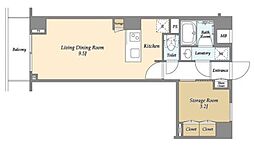 ディームス初台II 1階ワンルームの間取り
