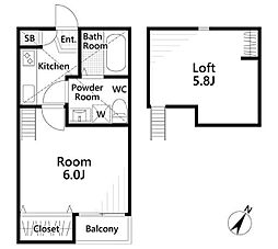 Vivienda大宮 1階1Kの間取り