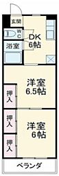 ランドフォレスト春日部2 2DKの間取図画像