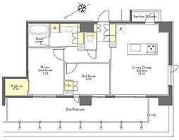 プライムメゾン浅草橋 13階2LDKの間取り