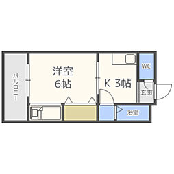 ドルフィン和白 1Kの間取図画像