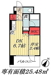 ザ・パークハビオ行徳駅前 1DKの間取図画像