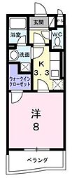 フェリシタージ 1Kの間取図画像