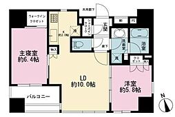 クレヴィア東京八丁堀 湊 ザ・レジデンス 10階2LDKの間取り