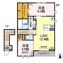 シティハイムRE 2LDKの間取図画像