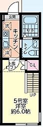相模原市南区新磯野アパート 1Kの間取図画像