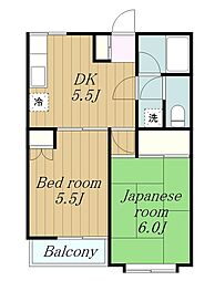 ジョイフル石井 2DKの間取図画像