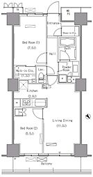 パークアクシス豊洲 7階2LDKの間取り