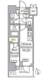 PRIMEGARDEN銀座八丁堀 1DKの間取図画像
