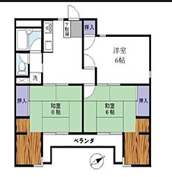 あすかレジデンス仲六郷 3DKの間取図画像