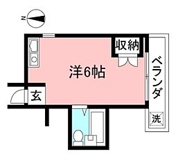 西田方1階 1階ワンルームの間取り