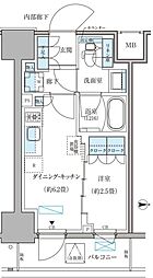 パークアクシス住吉ガーデンスクエア 1DKの間取図画像