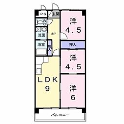 JR八高線 北八王子駅 徒歩17分の賃貸マンション 1階3DKの間取り
