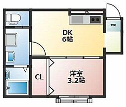 八千代台西9丁目共同住宅 1DKの間取図画像