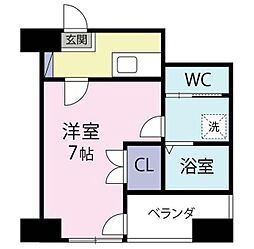 ヴィーダ勝どき 1Kの間取図画像