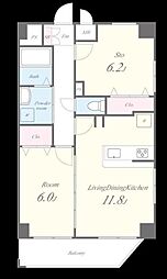 クリスタルコート 4階2LDKの間取り