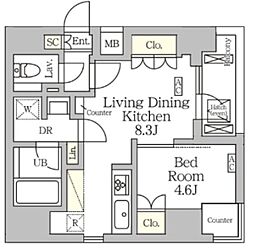 アジールコート松濤 2階1LDKの間取り