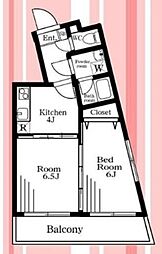 スターダスト柿生 3階2Kの間取り