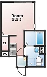 BASE上中里 2階ワンルームの間取り