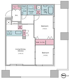 麹町プレイス 11階2LDKの間取り
