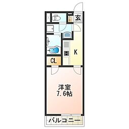 クレイノグランメゾンアオイ 1Kの間取図画像