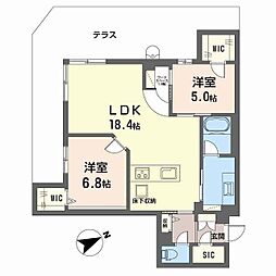 南海線 浜寺公園駅 徒歩12分の賃貸マンション 1階2LDKの間取り