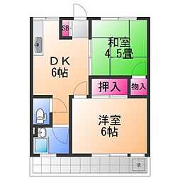 オリーブハイツ 2DKの間取図画像