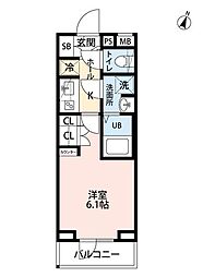 川崎市多摩区登戸マンション 1Kの間取図画像
