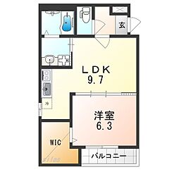 南海泉北線 深井駅 徒歩10分の賃貸アパート 2階1LDKの間取り