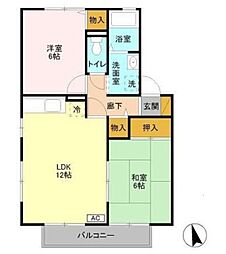 アンクレージュ C棟 1階2LDKの間取り