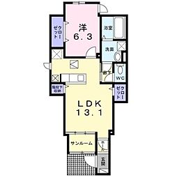 JR紀勢本線 紀和駅 徒歩9分の賃貸アパート 1階1LDKの間取り