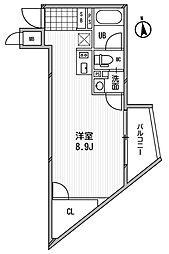 都営三田線 御成門駅 徒歩2分の賃貸マンション 4階ワンルームの間取り