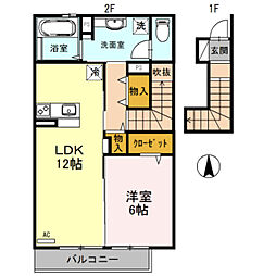 マノワール善根寺 2階1LDKの間取り