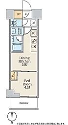 CREATIF本所吾妻橋 1DKの間取図画像