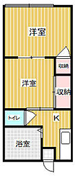 ジョリーコーポ 1階2Kの間取り