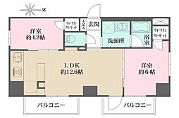 プライムアーバン西日暮里フロント 11階2LDKの間取り