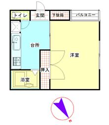 スターハイム十条 1Kの間取図画像