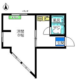 第2亀高コーポ 1Kの間取図画像