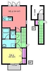 リビエール 2階1LDKの間取り