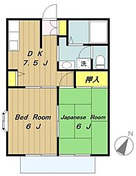 ラレス横山3 2DKの間取図画像