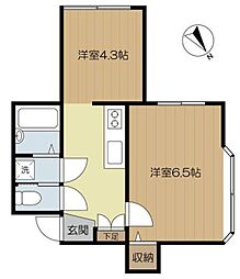 プラスペアティ 2階1SKの間取り