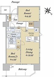 シティハウス巣鴨 2LDKの間取図画像