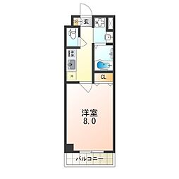 ロイヤルコート中桜塚 1Kの間取図画像