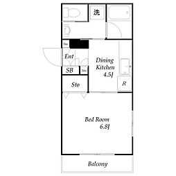 アーサクラスト海老澤 1DKの間取図画像