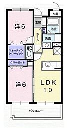プリムローズK2 2LDKの間取図画像