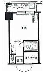 モンテベルデ築地 3階ワンルームの間取り