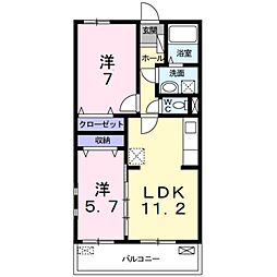 エテルノ貝塚B 2LDKの間取図画像