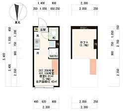 ハーモニーテラス上井草IV 1階ワンルームの間取り