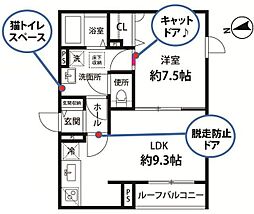 ヴュ・ド・フェリス 1LDKの間取図画像