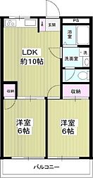 マンション 2LDKの間取図画像